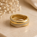 Golden Halo Pavé Ring